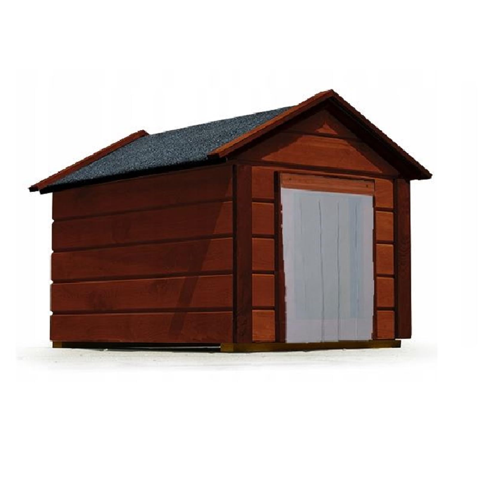 QLS Ocieplana buda dla psa z zasłoną 80 x 60 cm palisander | Długość wnętrza 72 cm, wejście 32 x 25 cm. Zimoodporne schronienie drewniane na zewnątrz