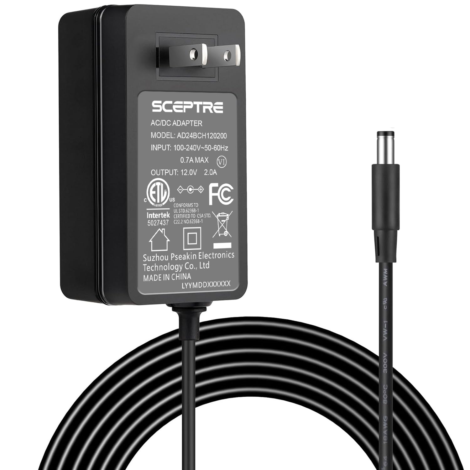 Kado AC/DC Adapter 12V-2A 24W Power Cord Genuine Parts Made for Sceptre Monitor E205W-16003R E205W-1600SR E205W-16003RT E205W-16003RT1 E205W-16003RTT E209W-16003R E209W-16003RT E209W-16003RT1 Series