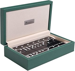 Silverman & Co. Double 6 Large Black Domino Set - Green Case