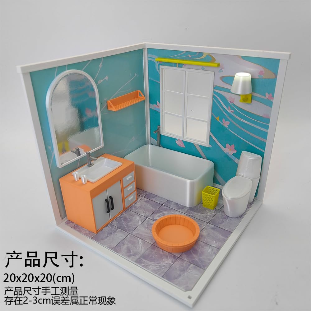 LYTP121003 1/12 geometryczna słodycz wiosna łazienka druk 3D DIY miniaturowe sceny domek dla lalek kreatywne dekoracje pulpit scenariusze mini modele 30 cm BJD OB lalka