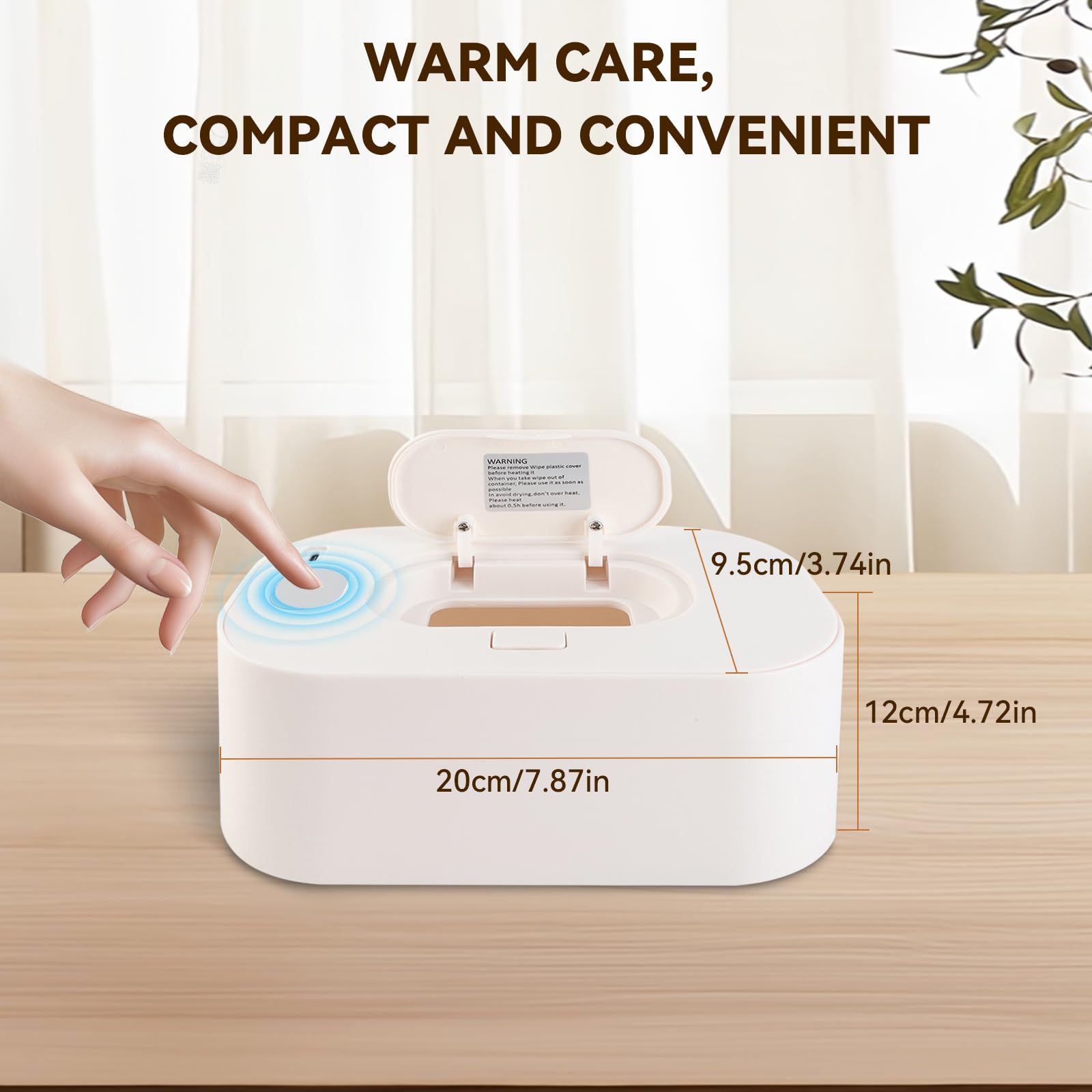 Chauffe-lingettes pour Bébés,Chauffe-lingettes Réglable De 40 °C à 60 °C, 3 Modes De Température, Distributeur De Lingettes Humides pour Bébé, Chauffe-lingettes USB Portable De Grande(Blanc)