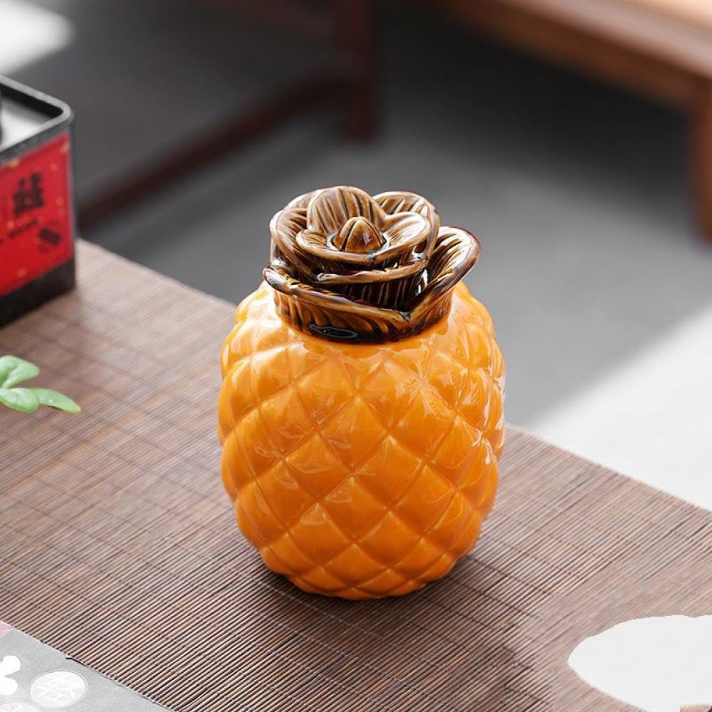 Cendrier avec couvercle résistant au vent ananas jaune 13,5 cm