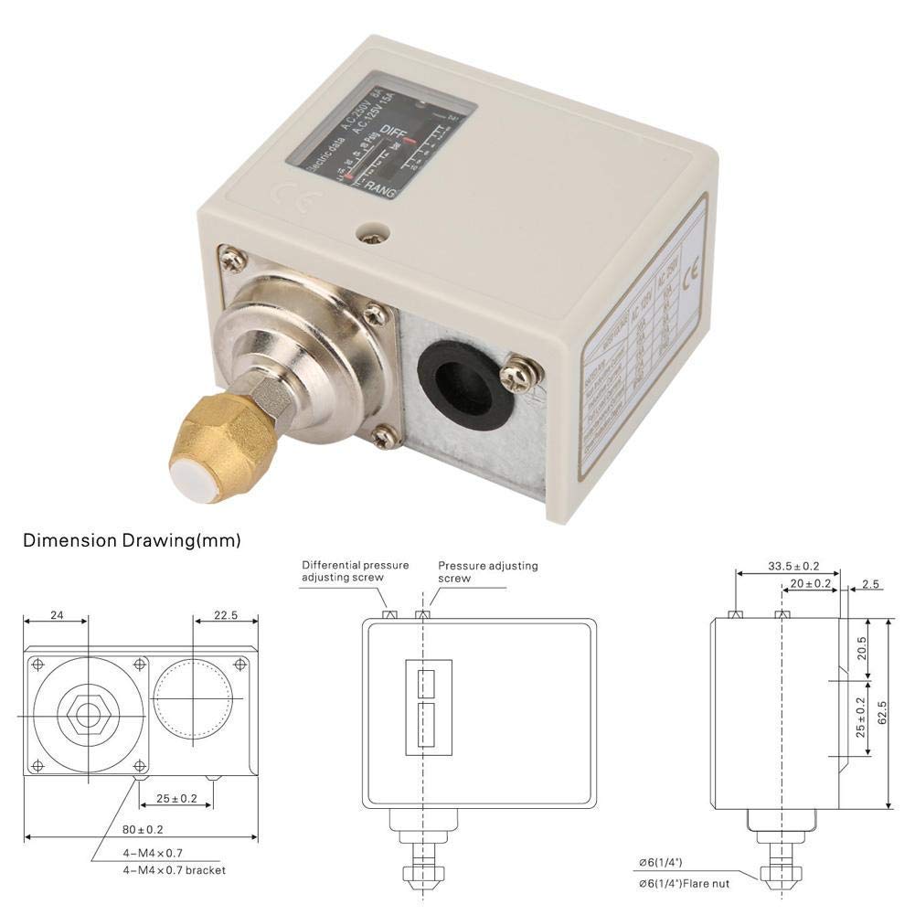 Druckschalter, 24V-380V Elektronischer Luft-Wasser-Pumpen-Kompressor-Druckregler Druckschalter, passend für Freon, Luft, Flüssigkeit