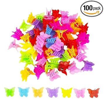 100 Packs Assorted Color Butterfly Hair Clips, Bantoye Girls Beautiful Mini Butterfly Hair Clips Hair Accessories for Girls and Women, Random Color