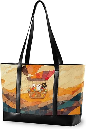 Miniatura 1 de Globos de Halloween de gran capacidad para mujer, bolsas de mano para el trabajo con cremallera para portátil con bolsa de almuerzo ejecutivo para