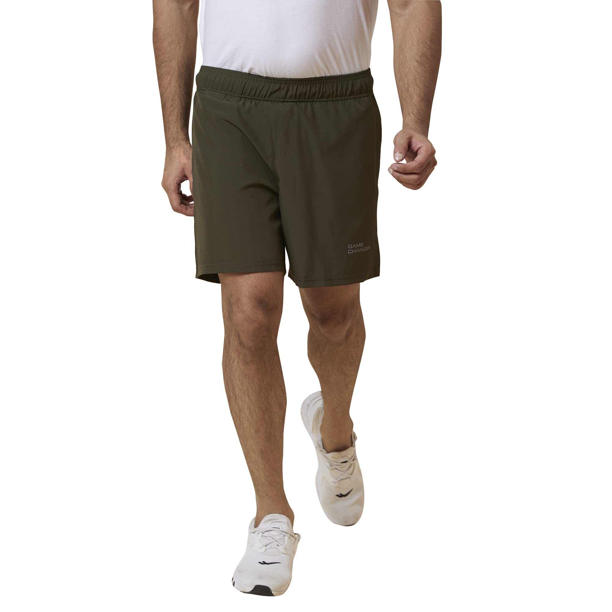 Men Olive Regular Fit Sports Shorts-image-27