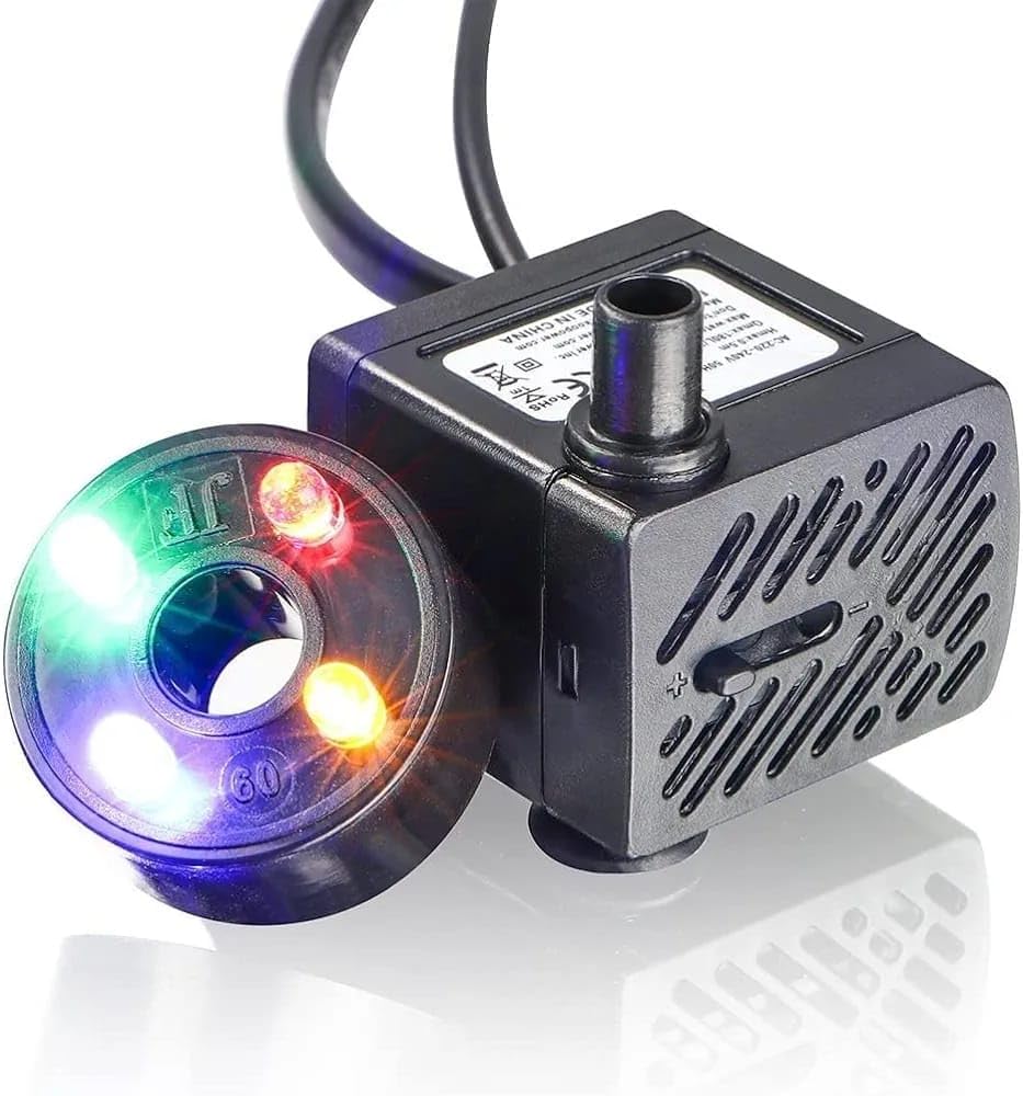 Decrosh. (150L/H, 2W, 40 Hmax) Submersible Water Pump with RGB Light for Small Fountain, Fish Tank, Pond with 1.5m Power Cord (B0D79H1XXM) Amazon Price History, Amazon Price Tracker