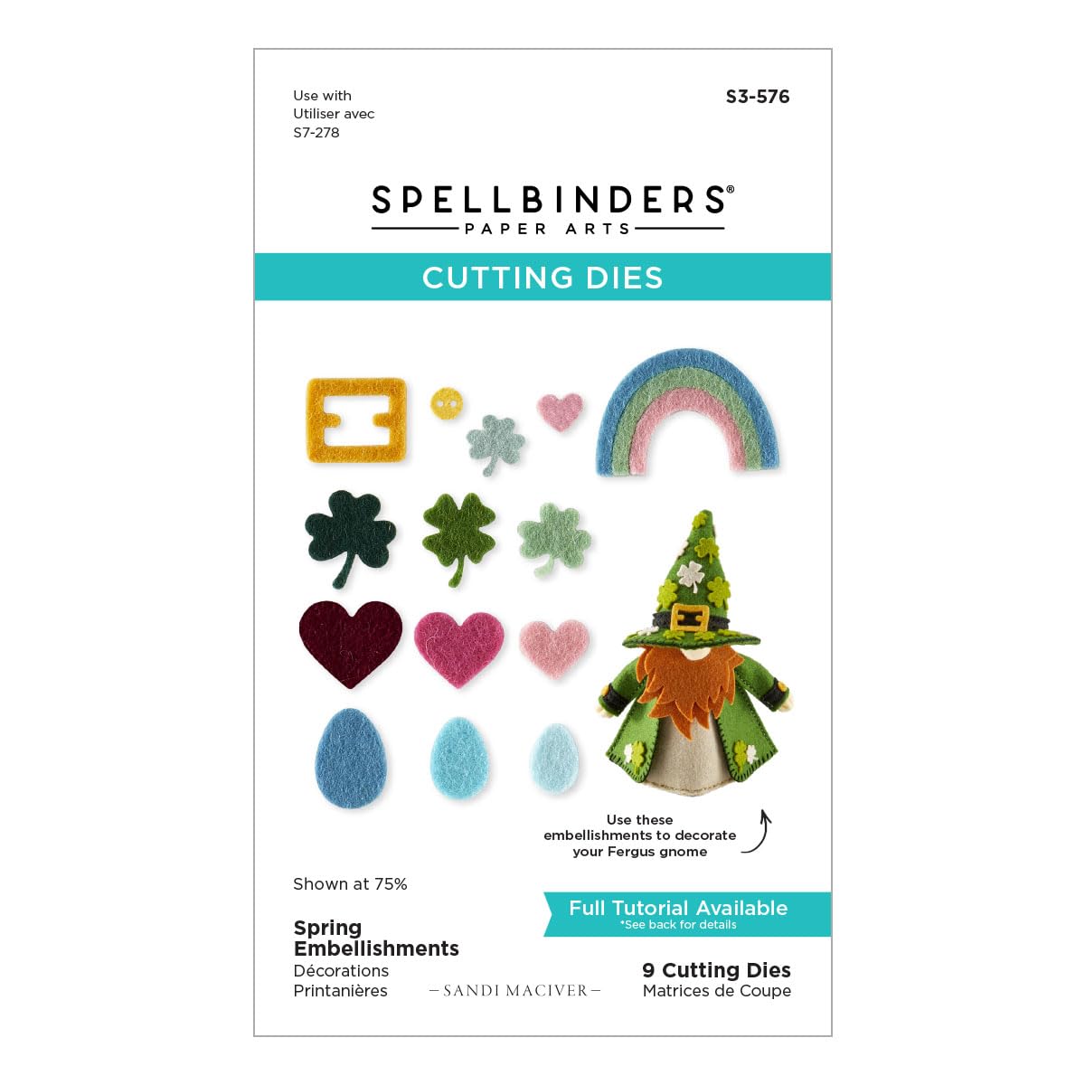 Spring Embellishments Felt Décor Etched Dies by Sandi Maciver
