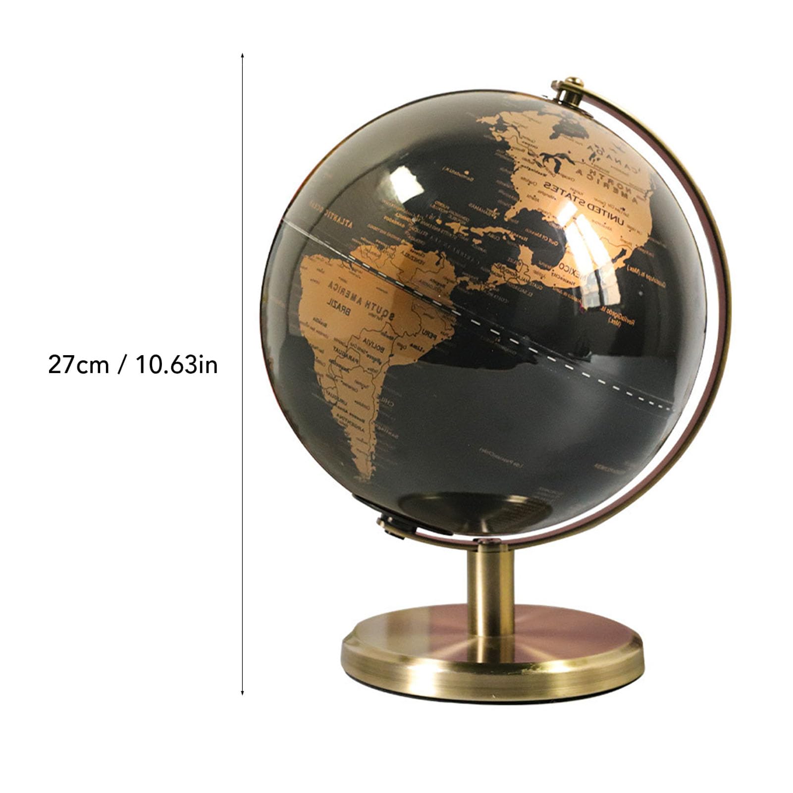 Sorandy Desktop-Weltglobus, Drehbarer Weltkartenglobus aus Bronze mit Englischen Etiketten, Gealterte Patina, Stabile Basis für Heimbüro, Arbeitszimmer, Schreibtisch, Dekoration, 27 X (Antike
