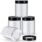 Patelai 4 Pieces Round Wide-mouth Leak Proof Plastic Container Jars with Lids for Travel Storage Makeup Beauty Products Face Creams Oils Salves Ointments DIY Making(10 Ounce,Black)