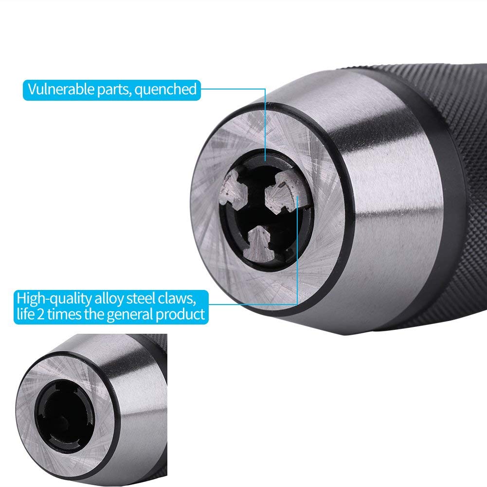 Mandrino Autobloccante, Mandrino Autoserrante 0-13mm B16 1/2 "Keyless Drill Chuck in Acciaio con Albero Conico per Tornio Trapano Elettrico Punta Centraggio Mandrino Tornio