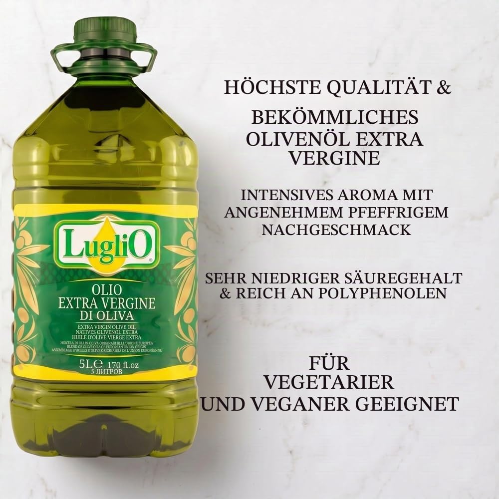 Olio Luglio - Extra Natives Olivenöl (5 Liter) | Speiseöl | Großer Behälter
