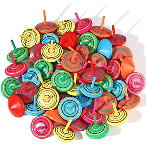 Colorful Wooden Gyroscopes Toy for Kids (12 Pieces) Cover