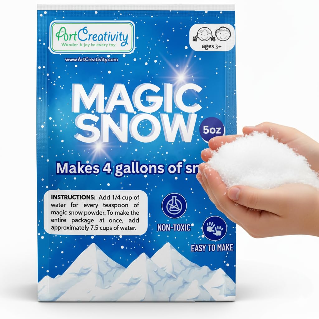 Instant Snow Powder - Makes 4 Gallons of Fake Snow - Multi-Use Artificial Instant Snow Mix for Sensory Slime and Kids Christmas Winter Holiday Activities