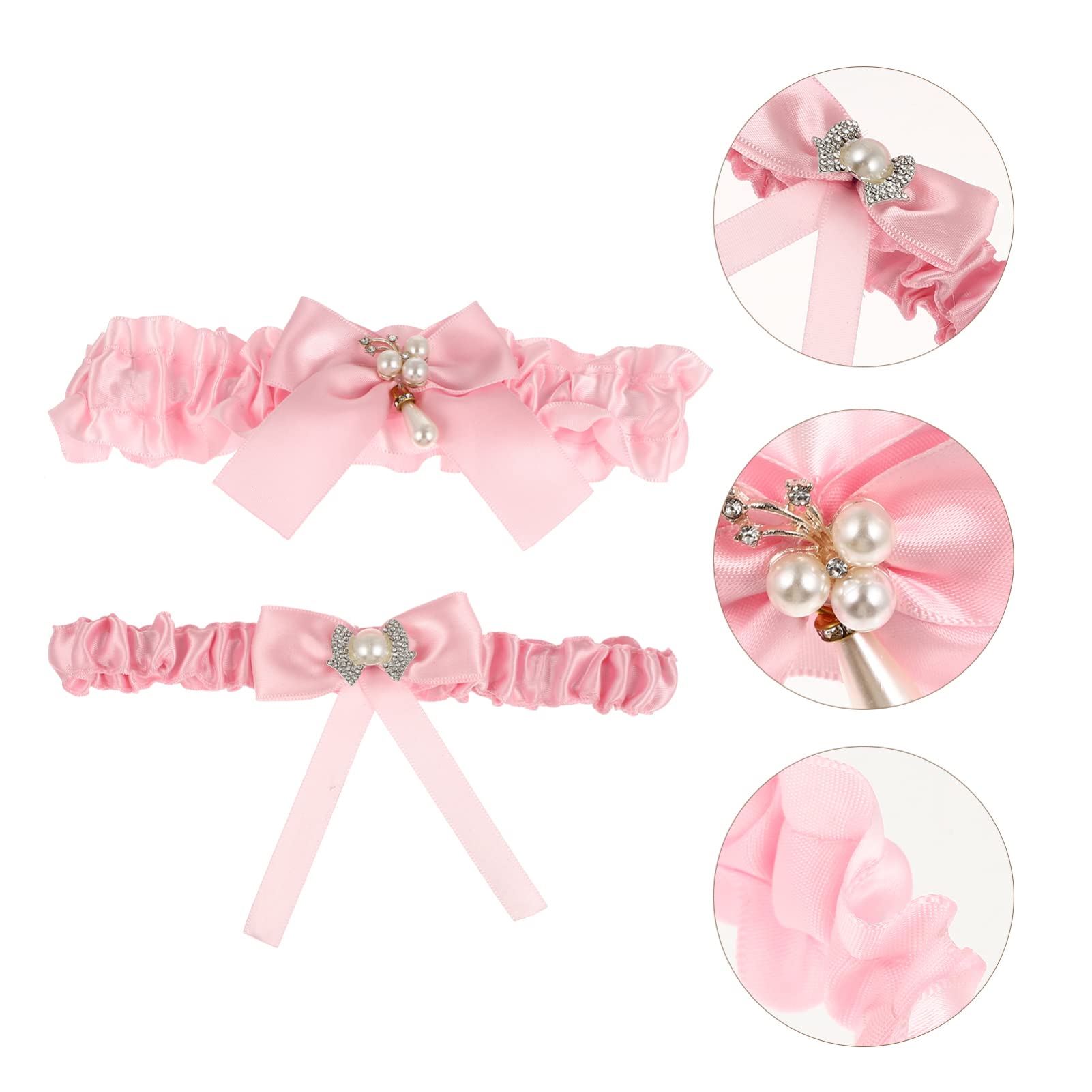 Abaodam 8stücke Teiliges Set Strumpfbänder Für Bräute Dekorative Beinstrümpfe Rosa Mit Eleganten Perlen Für Hochzeitszeremonie Und