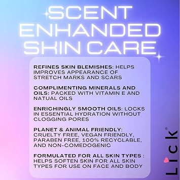 LICK Lavender Floral Scented Body Oil Lightweight Daily Hydration with Almond Oil & Vitamin E 4 oz