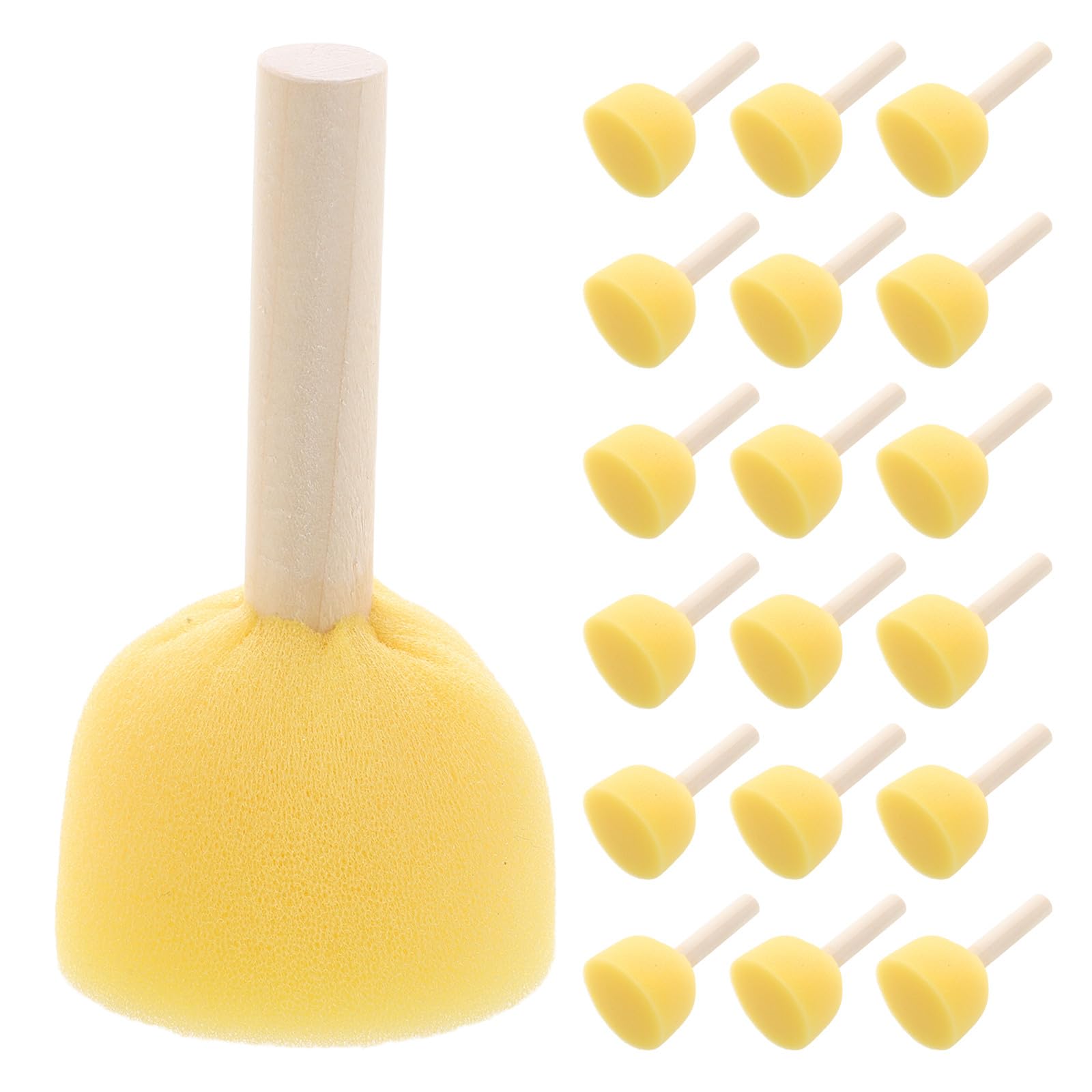 40 Pinceles de Esponja: Redondos de 5 cm de diámetro con Mango de Madera - Herramientas de Pintura para Bricolaje - Materiales de Manualidades para niños