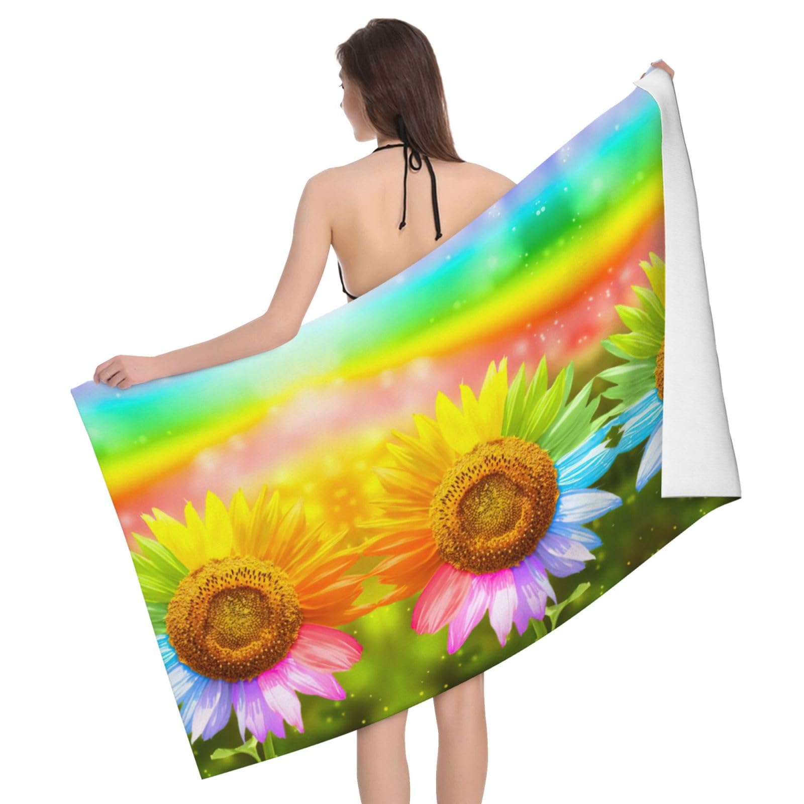 Serviette de bain microfibre drap de douche motif floral 3D