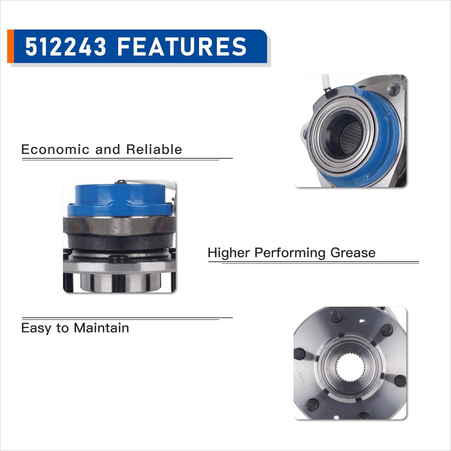 PAROD Pair 512243 Rear Wheel Bearing Hub Assembly Fit for 2004-2007 Cadillac CTS, 2004-2009 SRX, 2005-2011 STS,6Lugs w/ABS
