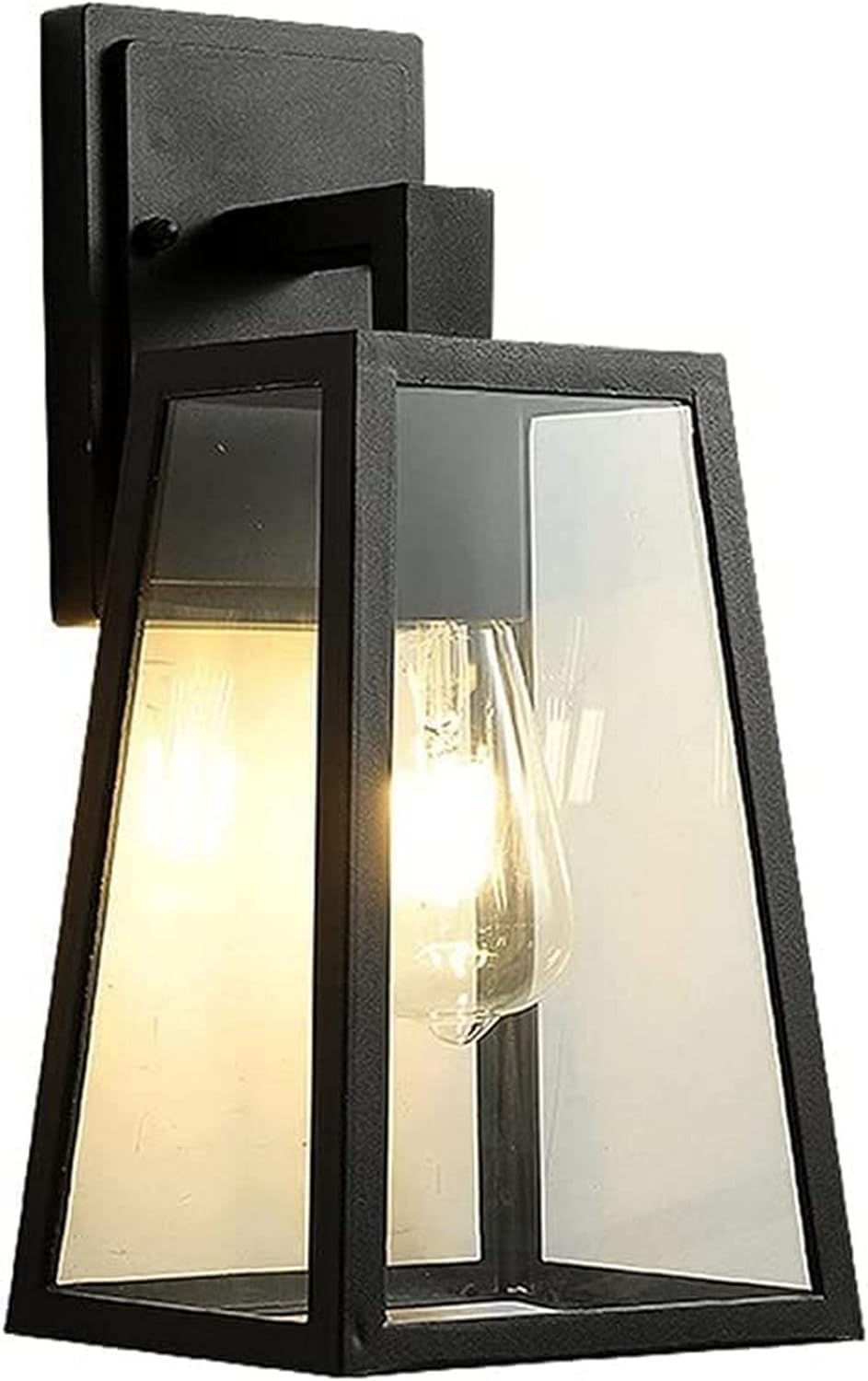 HUAYUSEDF Industrial Garden Wall Light Black Finish Clear Glass Lantern E27 Base Socket Lamp Waterproof Fixtures,Indoor Lighting