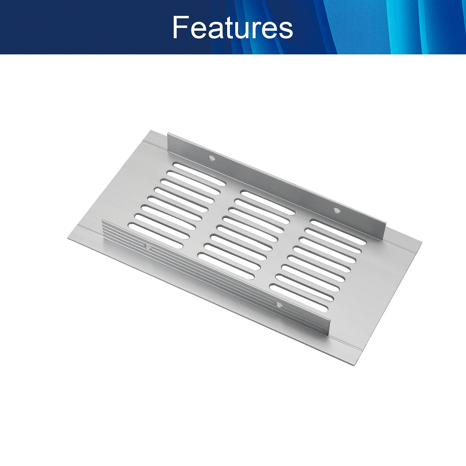 Aicosineg Silver Aluminum Alloy Air Vent Grill - 11.81 X 1.97 Inches, Louvered Ventilation Cover For Cabinets & Sink