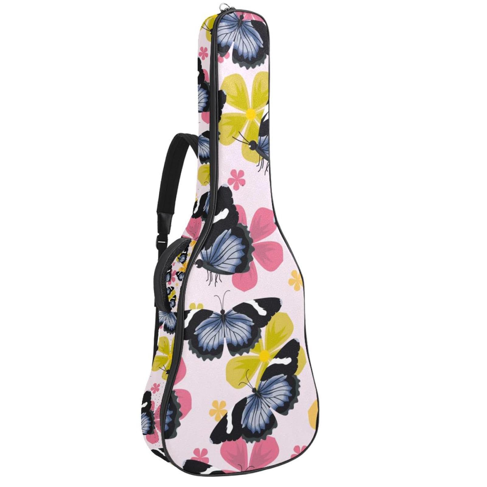Torba na gitarę akustyczną wodoodporny plecak na gitarę grubo miękki wyściełany motyl klasyczna obudowa na gitarę, wielobarwny, 42.9x16.9x4.7 in, Organizer do torby