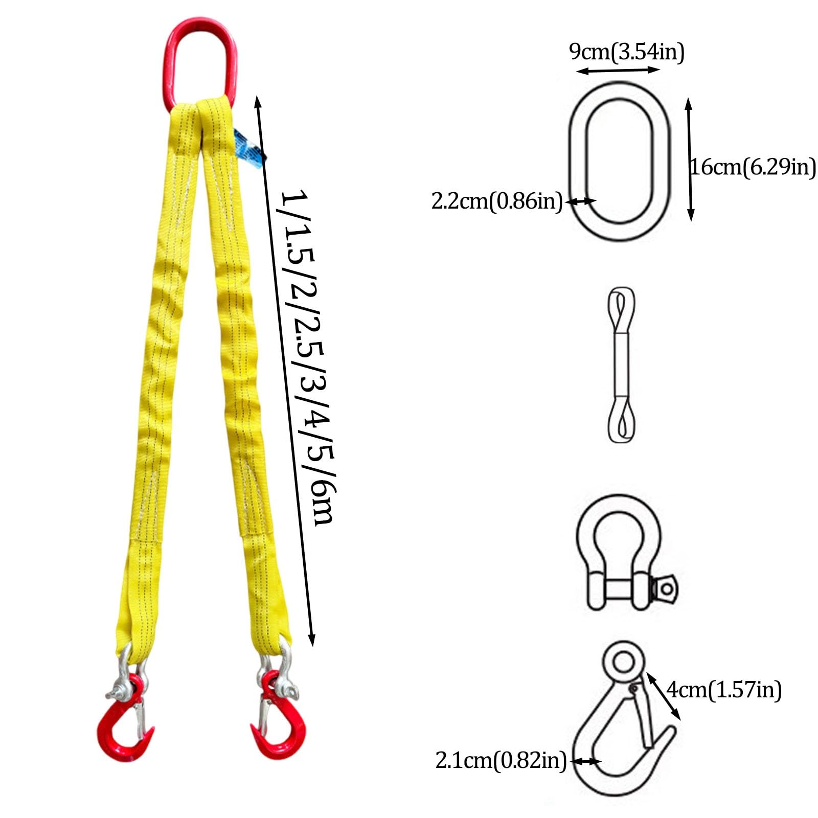 Hochbelastbares 2-strängiges Gurtgehänge, Set aus Polyester-Hebegurten, 4409 lbs Tragfähigkeit, Anschlagmittel für Industrie und Bauwesen(5 tons,5m)