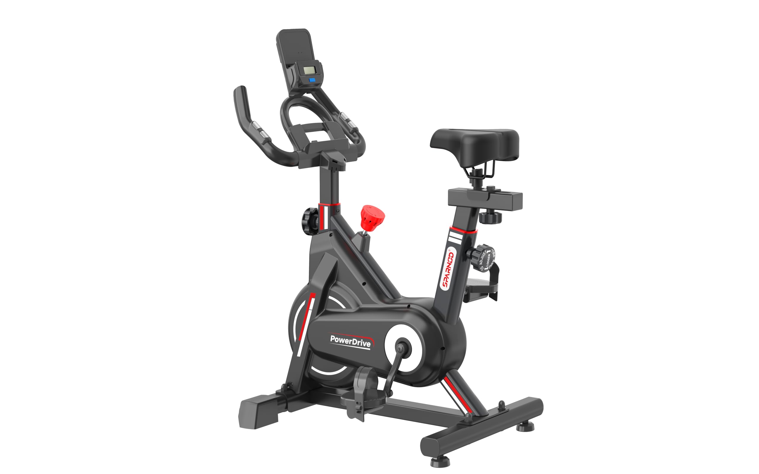 Sparnod Fitness SSB-07 Exercise Spin Bike for Home Gym, Infinite Variable Resistance, LED Console, Pulse Monitor, Emergency Brake, Adjustable Ergonomic Design, Maximum User Weight 120 kg-image-36