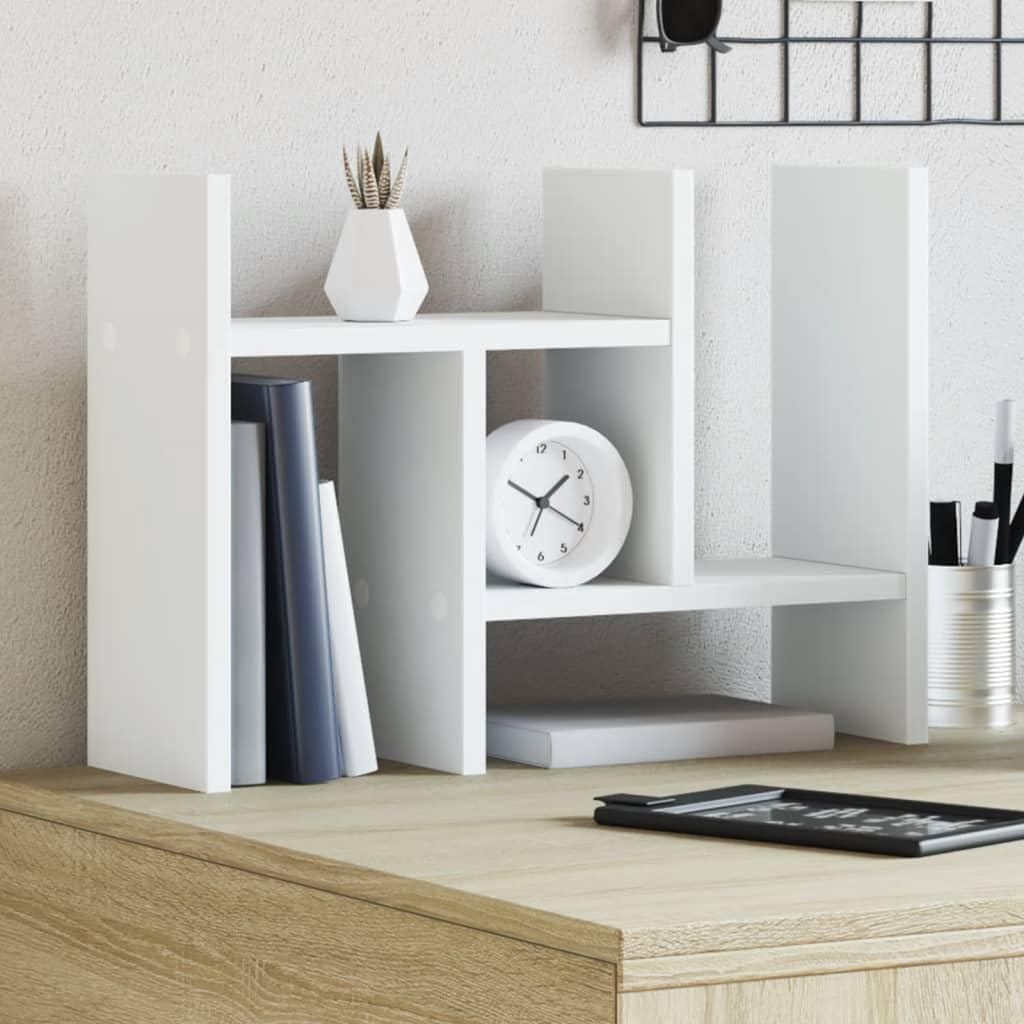 Schreibtisch-Organizer Weiß Holzwerkstoff 34,5x15,5x35,5 cm mit Fach und Stifthalter für Ablage, Ordner, Mappen, Büro und Homeoffice platzsparend und stapelbar zur Strukturierung von Papier
