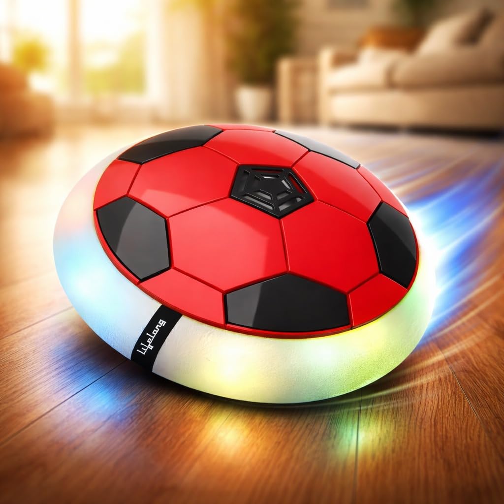 Lifelong Smart Electronic Rechargeable Hover Air Ball Football Toy, 2000mAh, USB Type-C, 3 Speed Modes, LED Light, Strong Body, Indoor Soccer, Safe for Boys & Girls (LLCHSB01)