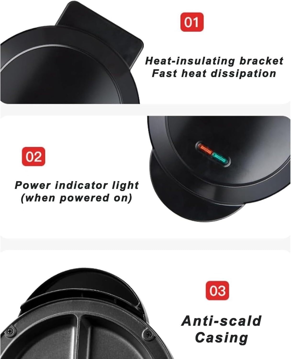 Dual-Zone Electric Omelette Maker, Electric Nonstick, Non Stick Coating for 2 Individual 6.3" Omelette, 1000w Rapid Double-Sided Egg Cooker, Quick and Easy(Omelette Maker)