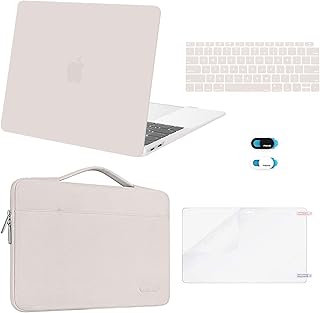 MOSISO Compatible with MacBook Air 13 inch Case 2022 2021 2020 2019 2018 Release A2337 M1 A2179 A1932 Retina Display, Plastic Hard Shell&Bag&Keyboard Skin&Webcam Cover&Screen Protector,Rock Gray