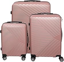 Alivio Lightweight Hard Shell ABS Suitcase Set Luggage Travel Trolley Set, Anti-Scratch Telescopic Handle & TSA Lock Trolley 20", 24" & 28" (Rose Gold, Set of 3)