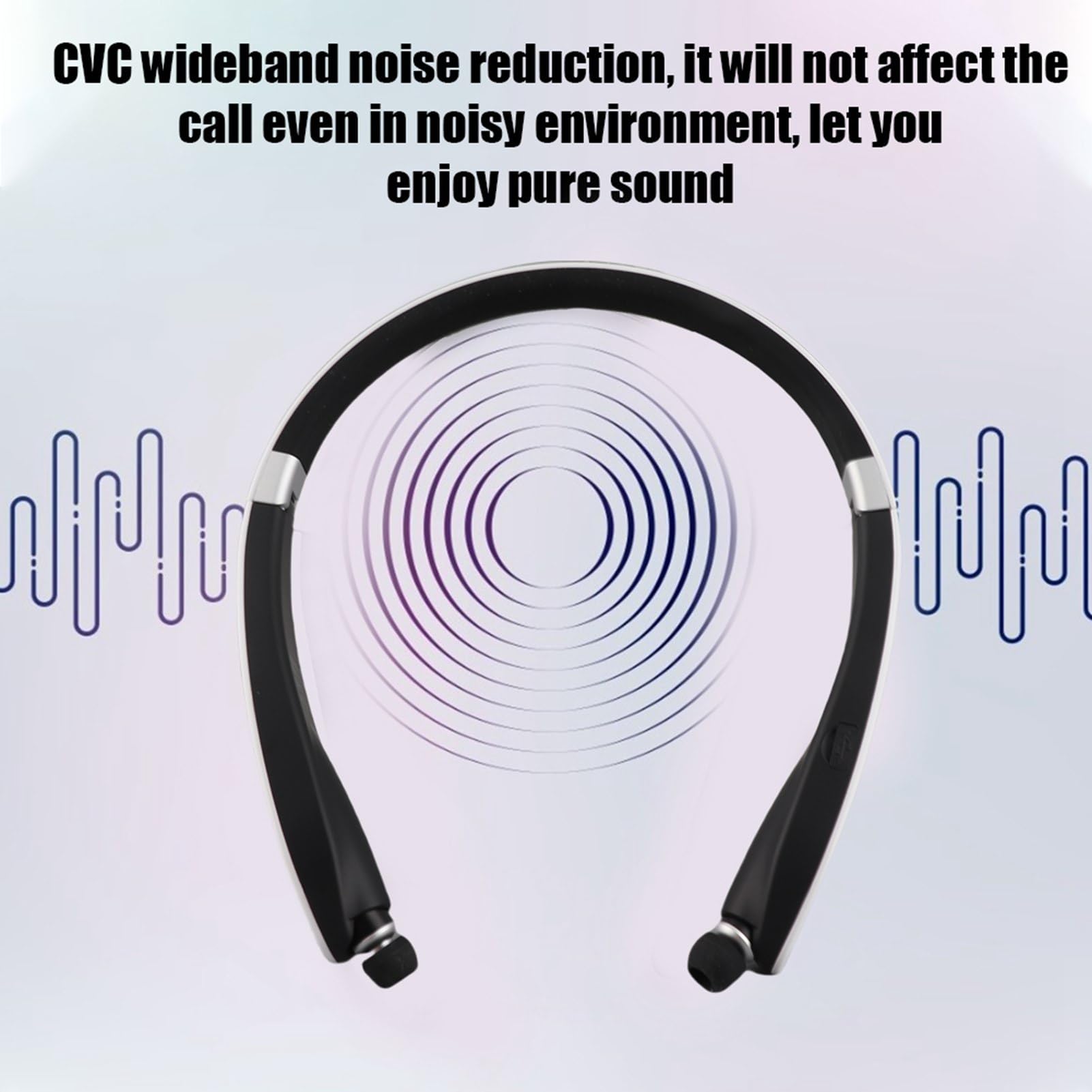 Cuffie Bluetooth archetto da collo, auricolari pieghevoli e retrattili e un esclusivo altoparlante per cuffie dal design 2 in 1 per un audio versatile a casa o in (Black White)
