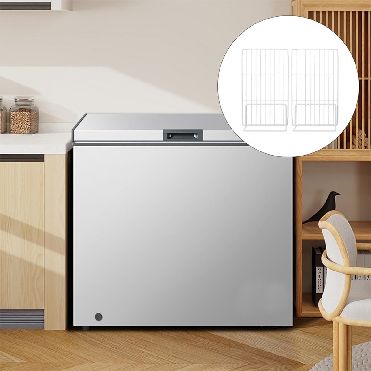 CRAFTHROU Divisor de Estantes Metálico Ajustable para Congelador, 32-34 CM de Ancho X 36 CM de Alto, Separador Desmontable para Uso en Neveras y Refrigeradores Domésticos