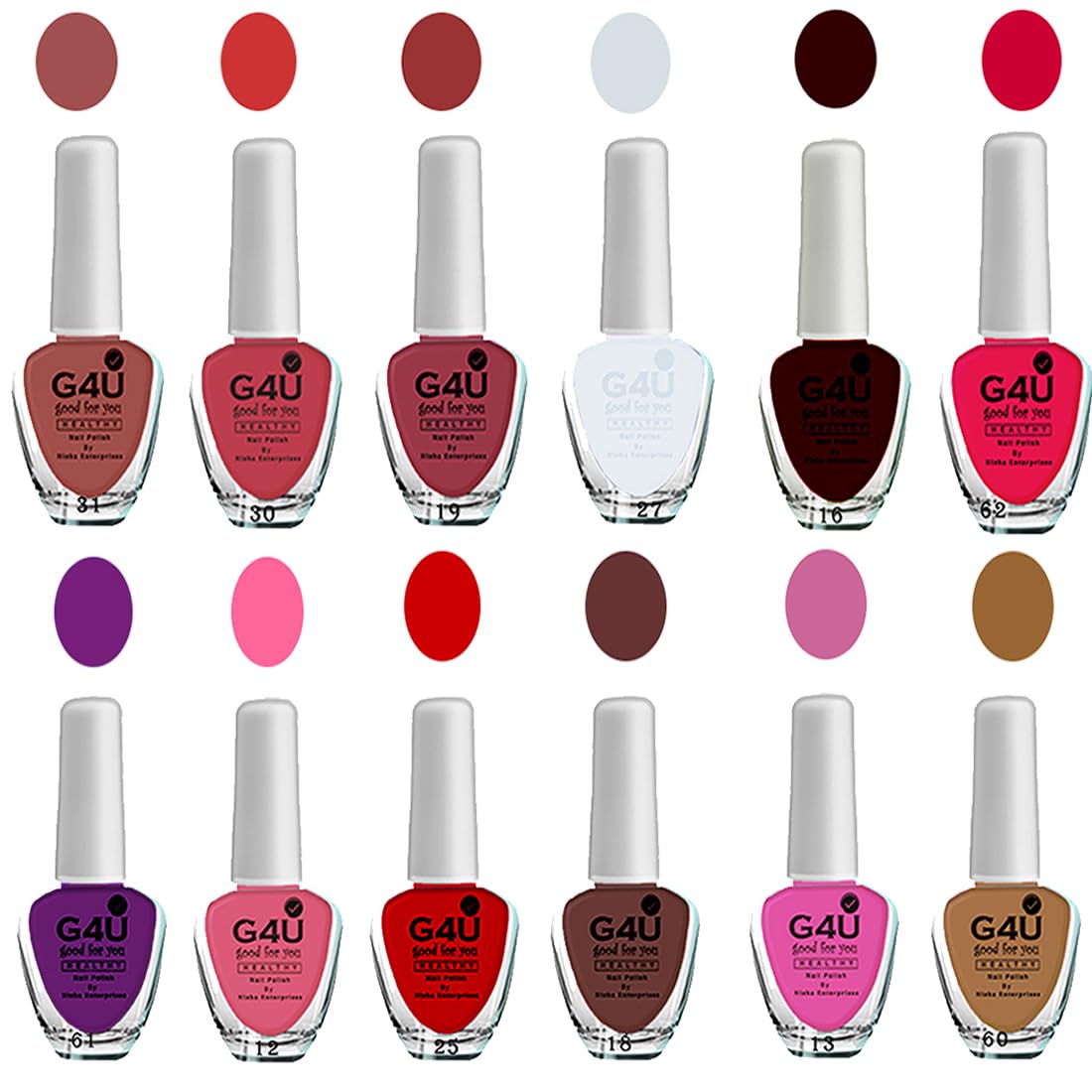 G4U Nail Polish Set 12 Colors Red Bro Mauve Wine Nail Paints-image-49