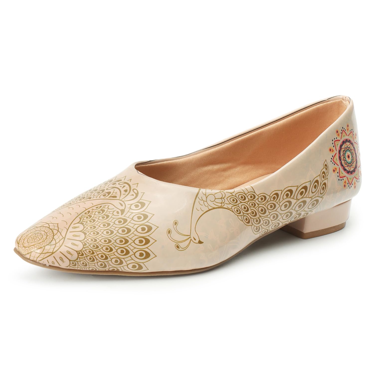 Women Multi Color Peacock Design Flat Bellies-image-0