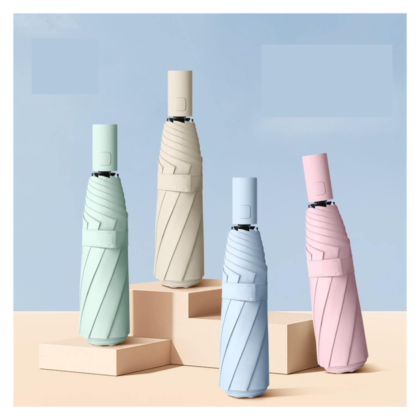 RENEESME Umbrellas for Rain Automatic Umbrella for Women, Rain Or Shine, Folding Simple Parasol for Men Strong Umbrella for Wind and Rain(C)