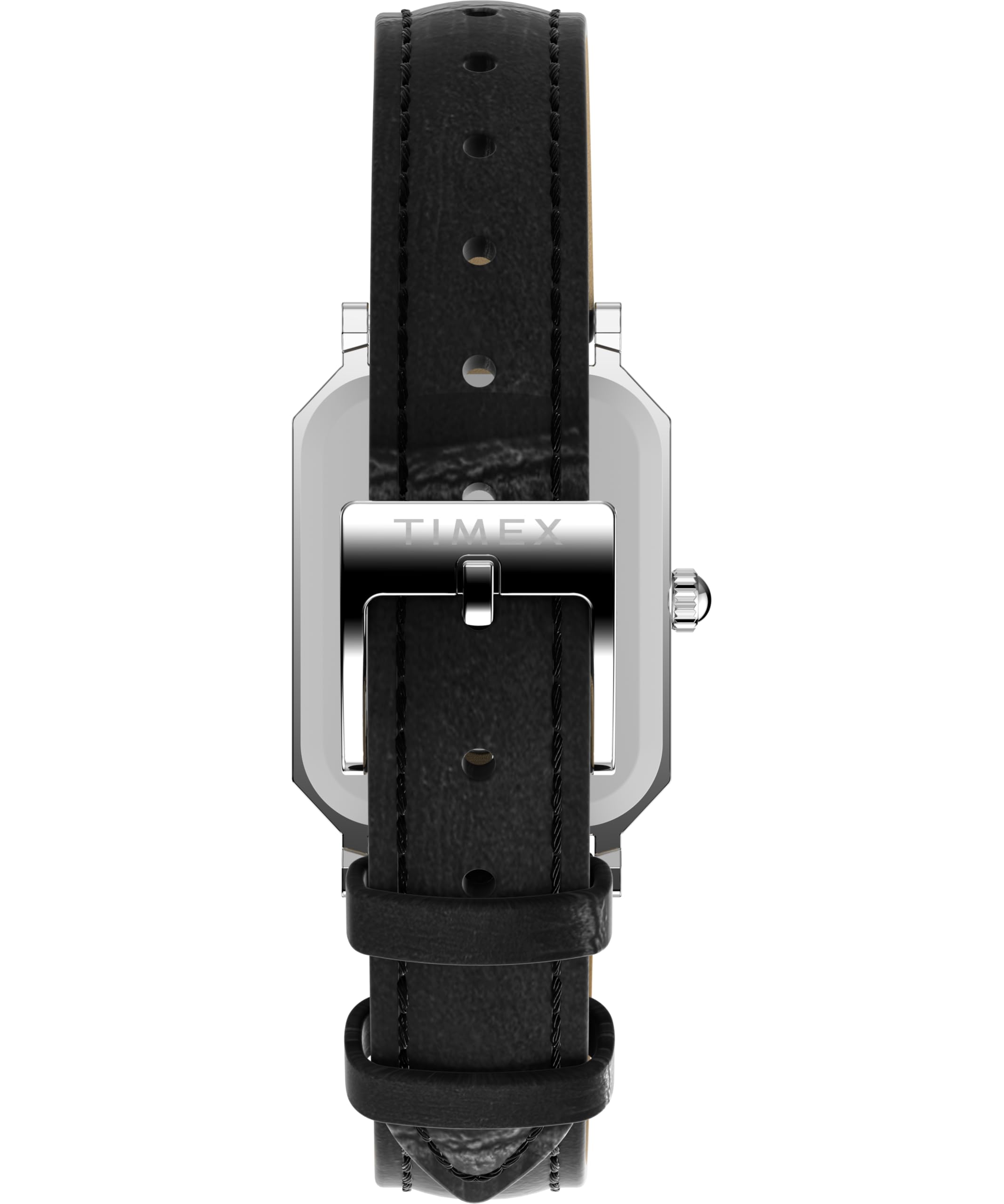 Timex Zegarek Damski Trend 21 mm, Czarny Skórzany Pasek, Biała Tarcza, Srebrna Obudowa TW2Y00800