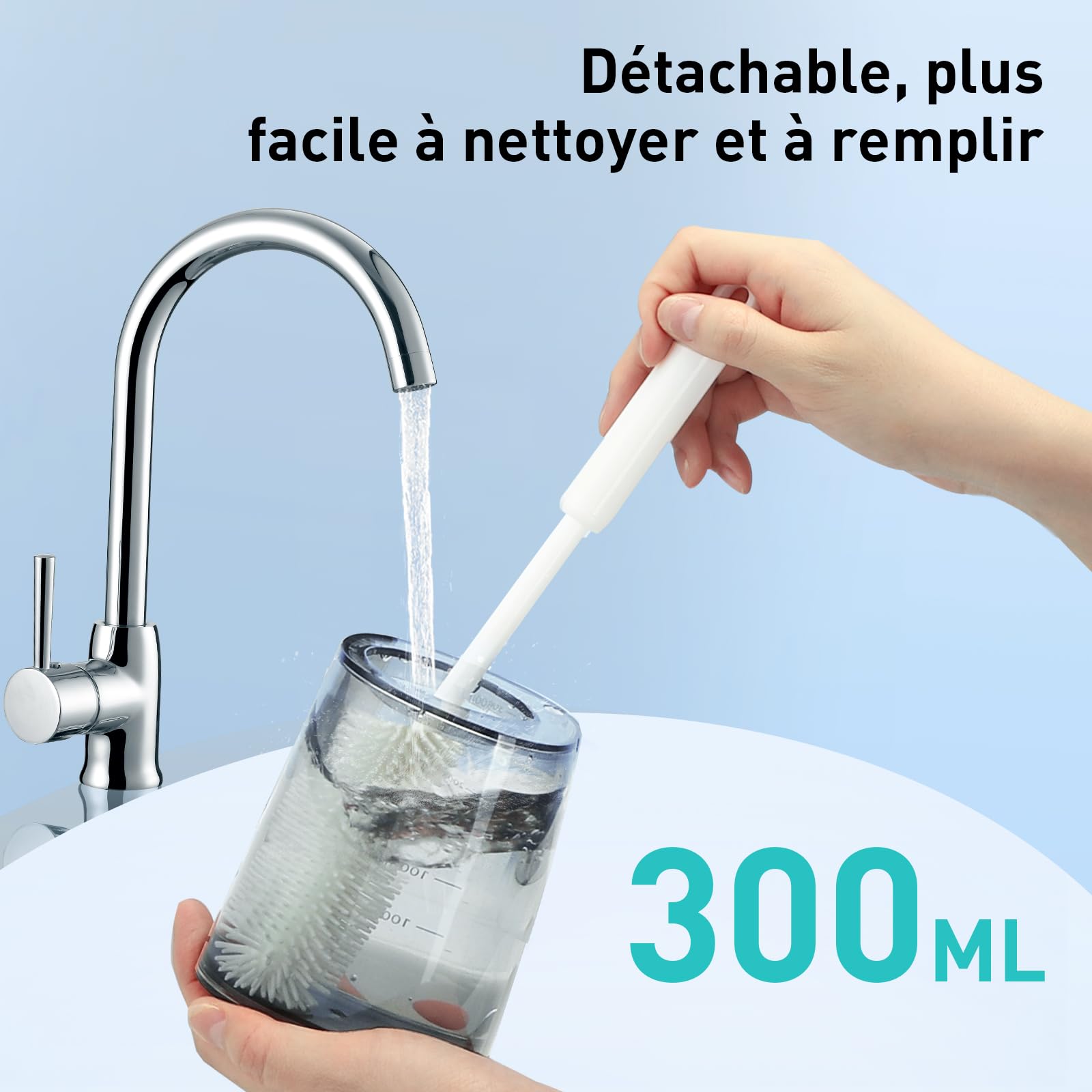 COSLUS Hydropulseur jet Dentaire Portable: 4 Modes Hydropulseur et Irrigateurs Oral, Réservoir d'eau 300 ml Vainqueur du Test, Rechargeable et Étanche IPX7, Noir Brillant, C30