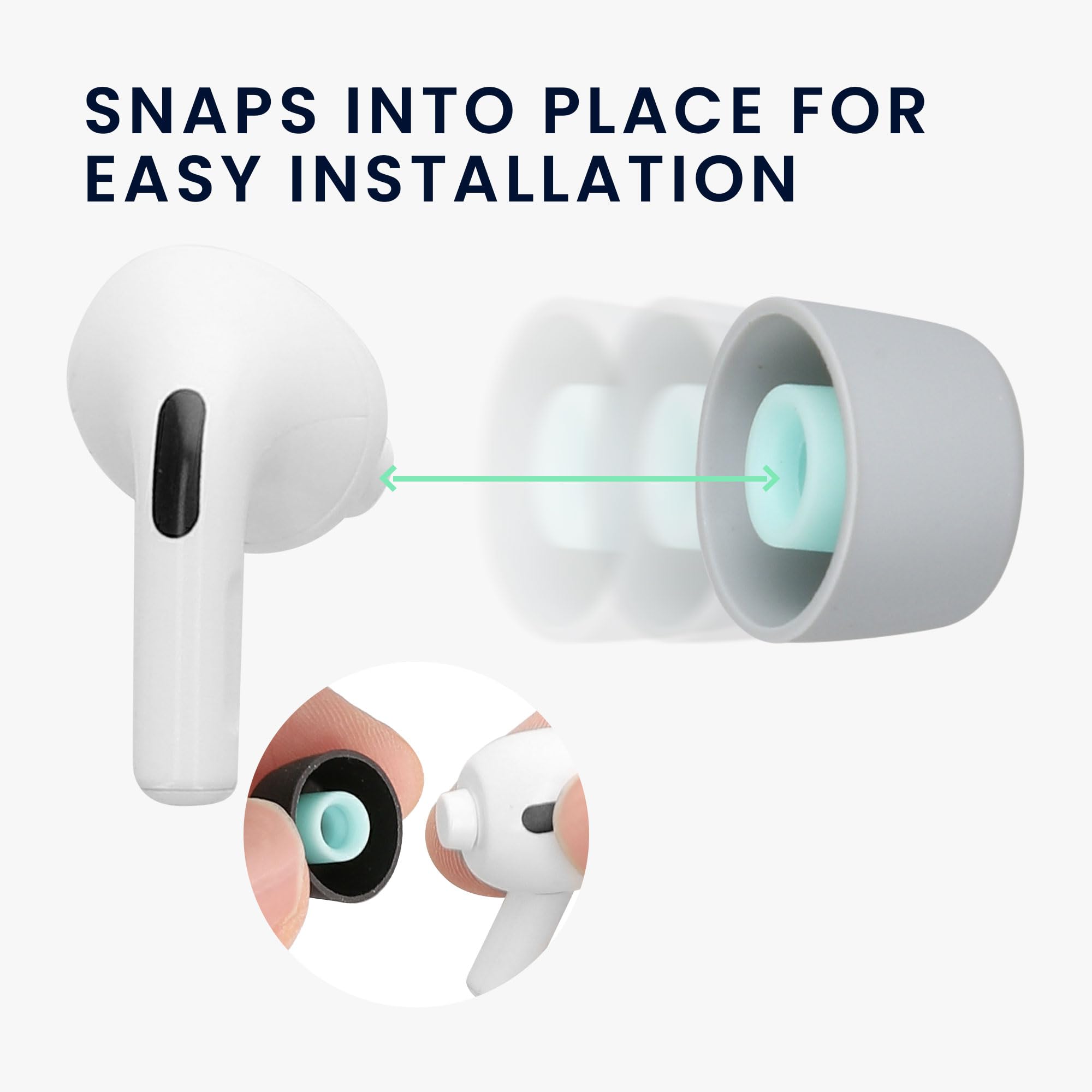 kwmobile 8 Silicone Ear Tips for In Ear Headphones - Replacement 4mm-5.5mm Earphone Earbuds - Inner Eartips XS/S/M/L Set - Light Grey - Image 4