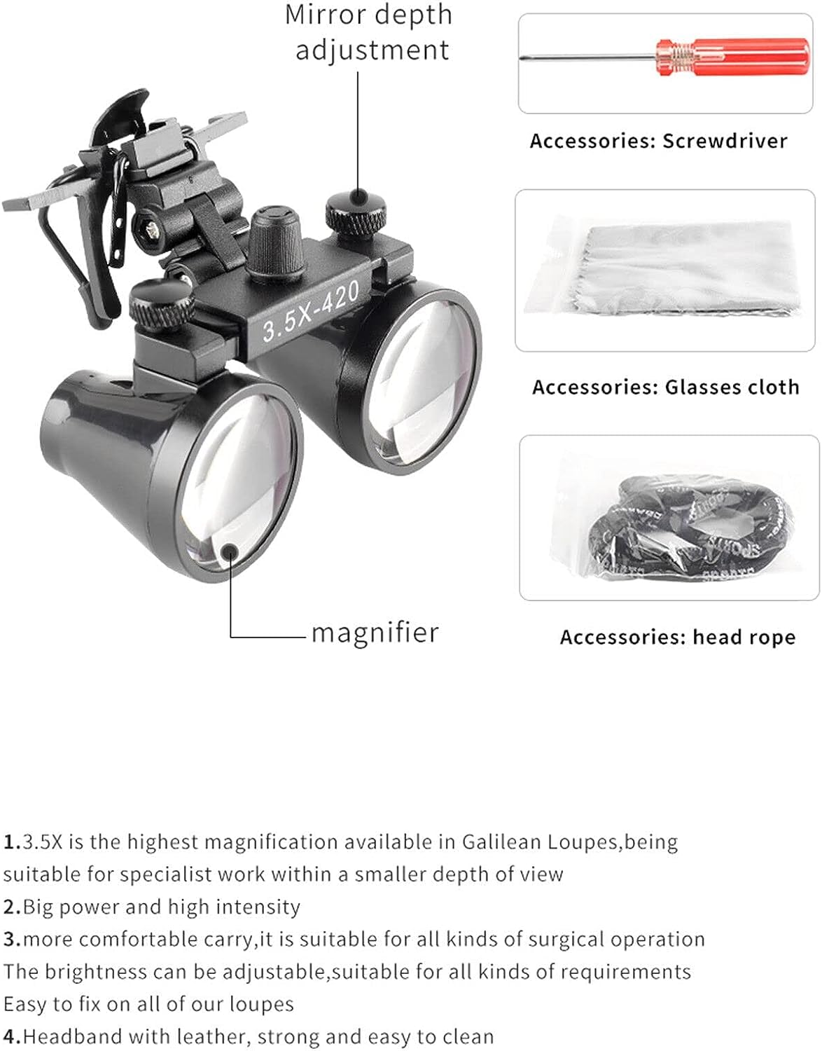 EustomA DY-101 Loupes jumelles à clipser 2,5 x 3,5 x 3,5 x