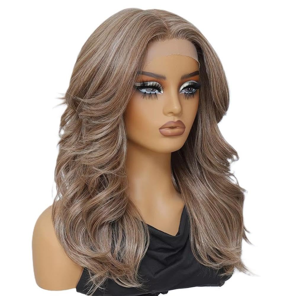 Haarpflege 13x5x1T Teilspitzeperücke 18 Zoll Ombre Braune Perücken Mit Pony Für Den Täglichen Gebrauch(3)