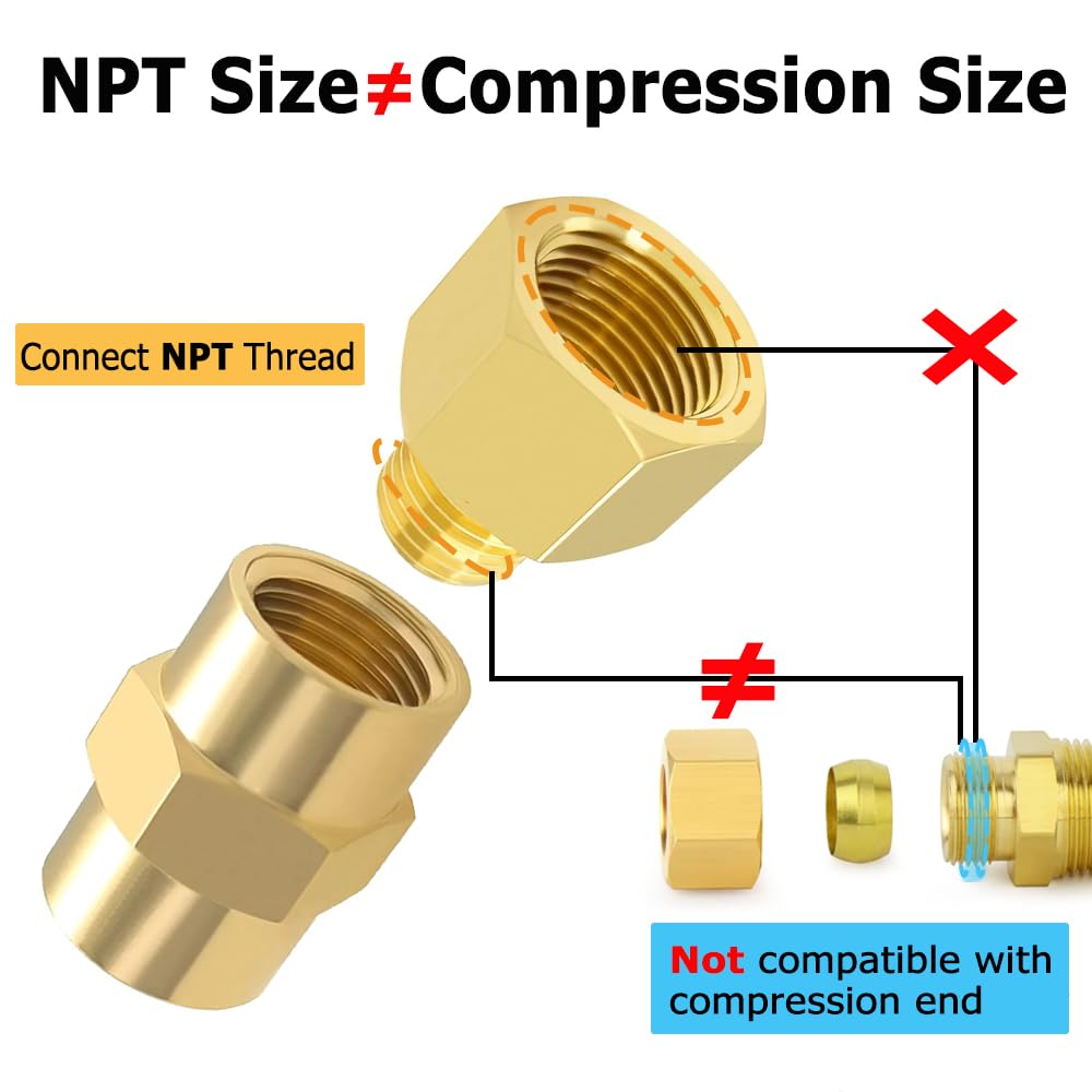 Hooshing 2PCS Brass Garden Hose Adapter 3/4" GHT Female To 3/8" NPT Male Thread - View #8