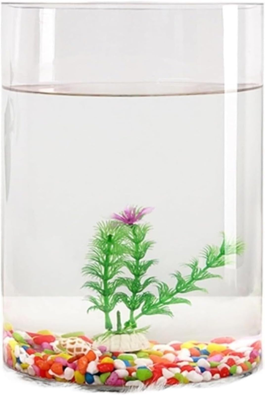 Acuario de Cristal Transparente, Pequeño Ecológico, Grande cilíndrico para Tortugas, accesorios, for Peces Rojos,Acuario Recto de Vidrio Cilíndrico Transparente