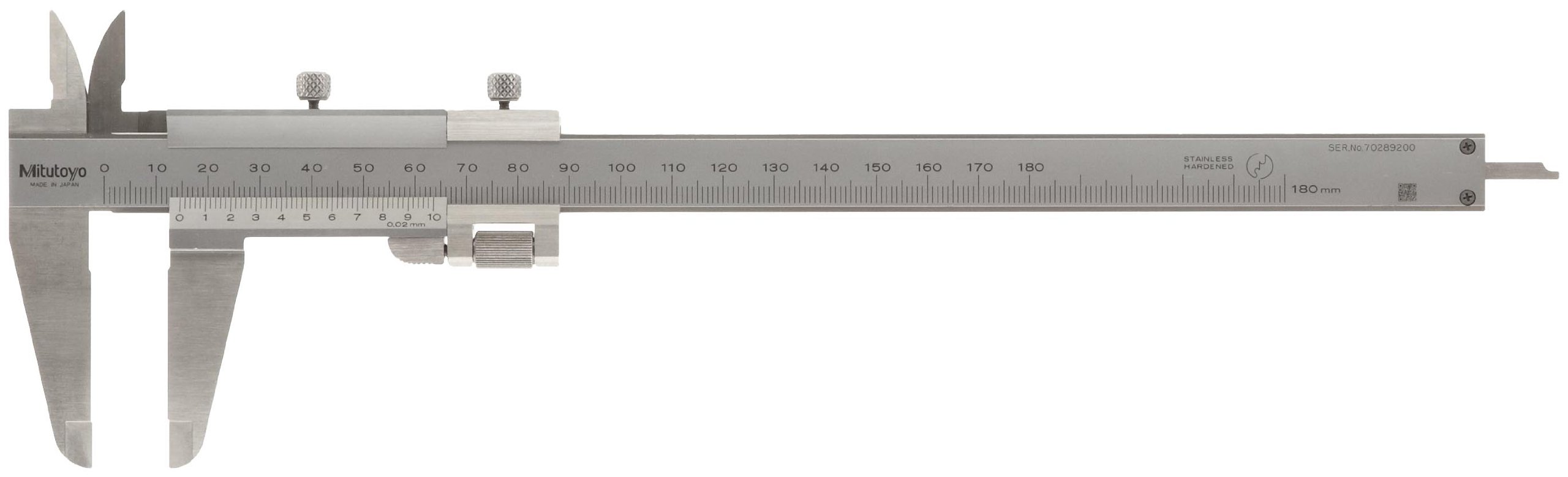 Mitutoyo 532-102 Messschieber mit Feineinstellung, 0-180 mm
