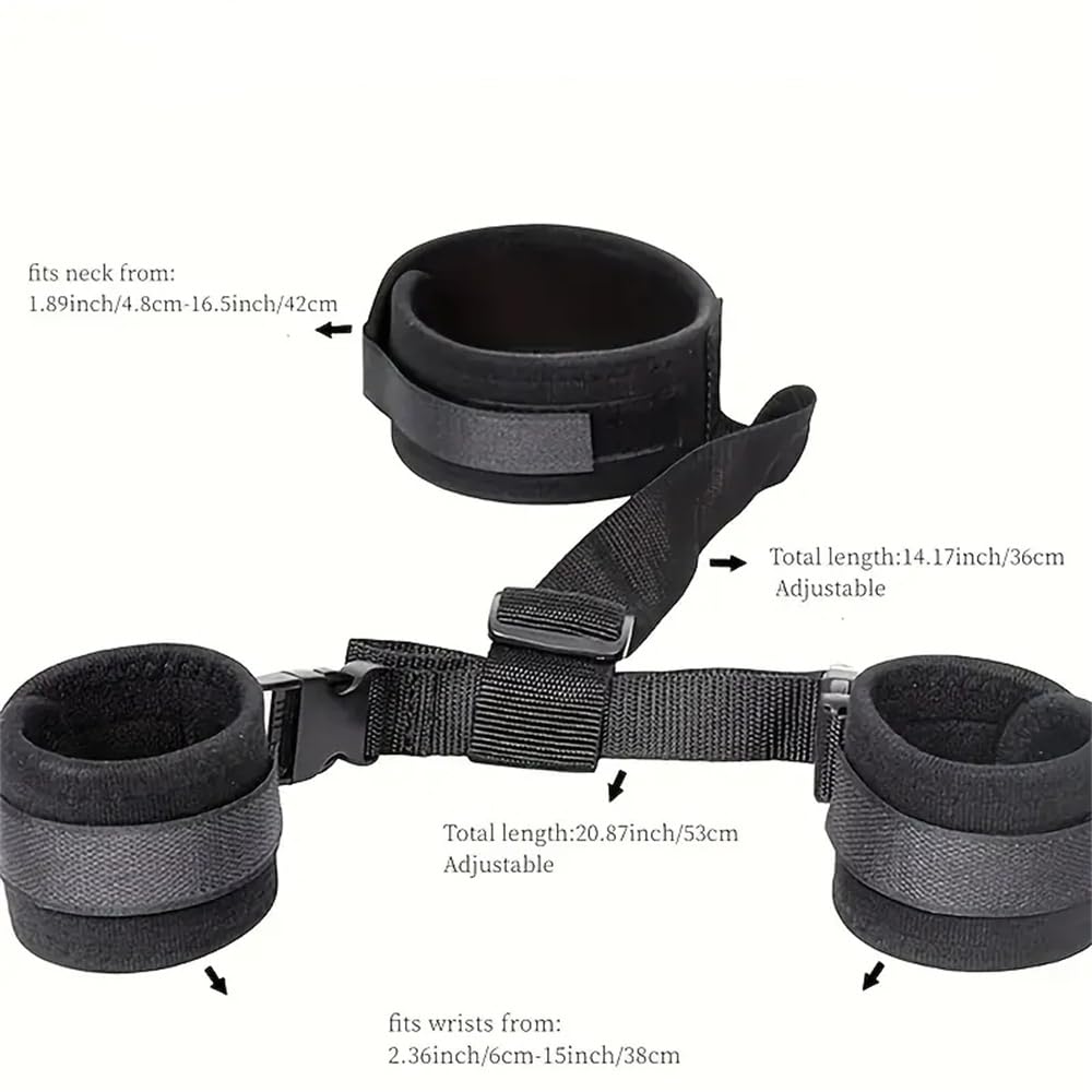 Kit de ejercicios de yoga de nylon negro, collar ajustable, ejercicios para manos y cuello