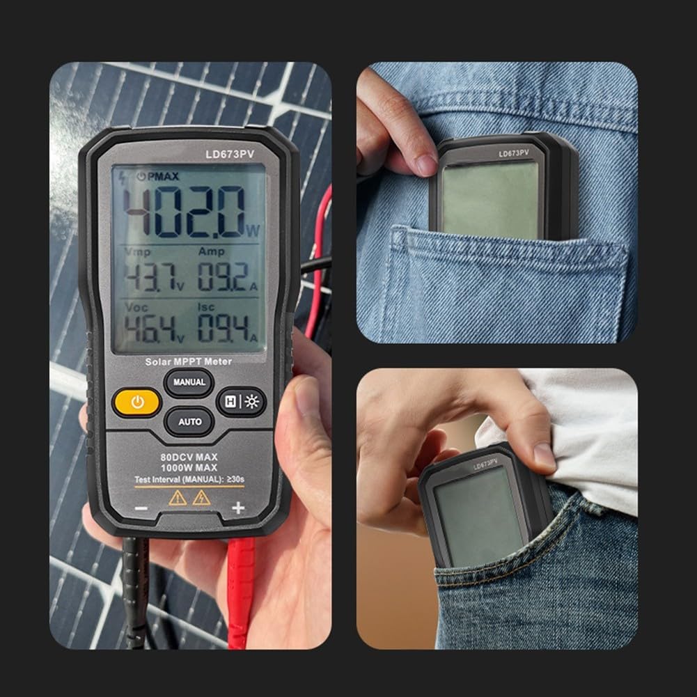LD673PV Pannello Fotovoltaico Multimetro 1000W MPPT Meter per Regolatore di Carica Solare Test 0-35A