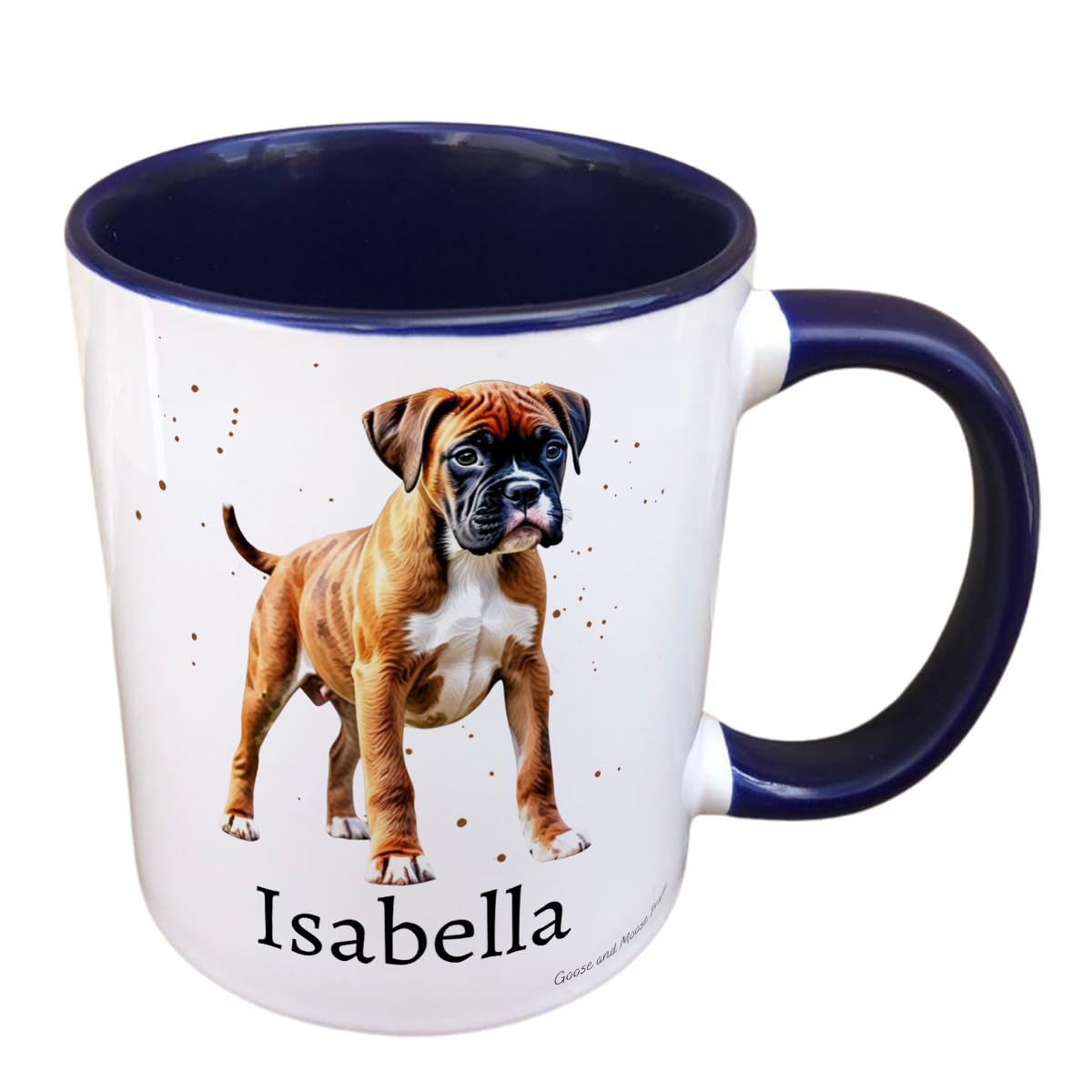Personalised Boxer Dog Mug, Gift for Puppy Lover, Thank you Present for Dog Owner, Housewarming Coffee Cup, Country Style Kitchenware (Green)