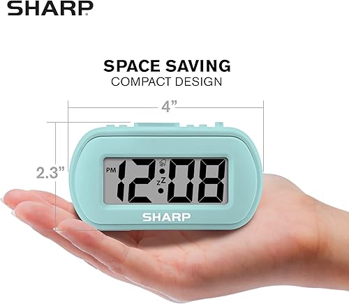 Miniatura 6 de Reloj despertador digital Sharp  Caja táctil con acabado de goma suave - Funciona con pilas - Luz de fondo azul bajo demanda - Alarma ascendente -